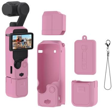 Imagem de Buziba Capa protetora de silicone para DJI Osmo Pocket 3 capa protetora de silicone Gimbal portátil acessórios para câmera de ação (rosa vermelha)
