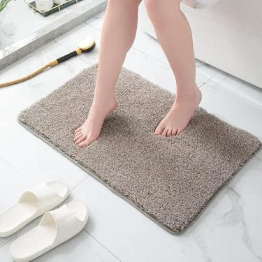 Imagem de Tapete de banho absorvente secagem rápida sala de estar tapete de pelúcia antiderrapante quarto almofada de pé protetor de chão banheiro melhor escolha (cor: cinza, tamanho: 50 * 80 cm) (cinza 40 * 60