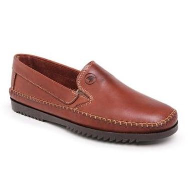 Imagem de Mocassim Dockside Masculino Em Couro Legítimo Emborrachado Blaqueado Resistente-Masculino