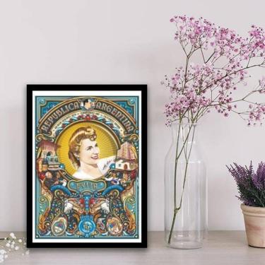Imagem de Quadro Evita Republica Argentina 24X18Cm - Madeira Preta