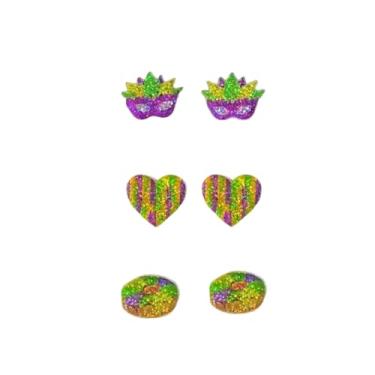 Imagem de Conjunto de brincos de carnaval para mulheres, fofo, máscara, leve, festivo, divertido, acessórios de carnaval, bijuterias de festa, 1, Resina, Sem pedra preciosa