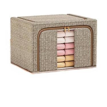 Imagem de Caixa Organizadora Roupas Brinquedos Lençol Edredom Guarda Roupa Dobrável Visor Transparente 66L (2325 Marrom)