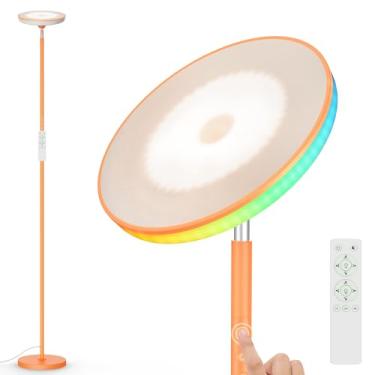 Imagem de OHLUX Candeeiros de chão para sala de estar, luminária de LED brilhante com controle remoto, lâmpada alta moderna que muda de cor com regulação contínua, luminária de chão de canto de 175 cm para