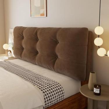Imagem de Capa de cabeceira lisa universal, capa de cabeceira de cama para cama queen king, proteção contra arranhões, para reforma de quarto, dormitório e decoração de casa de aluguel - marrom ||120 cm