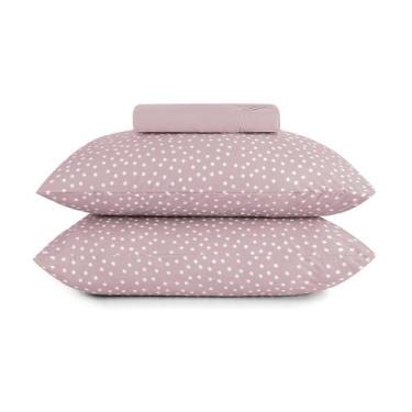Imagem de Jogo de Cama Casal 3 Peças Altenburg Malha Fio Penteado Bits Rosa