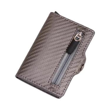 Imagem de Carteira Masculina De Couro Com Bloqueio RFID Em Fibra De Carbono E Me