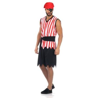 Imagem de Fantasia Pirata Masculino Adulto com Bandana e Tapa Olho - SULAMERICAN