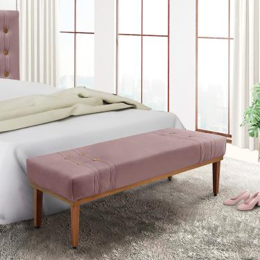 Imagem de Divã Recamier Banco Base Madeira para Quarto Gênova 195cm Veludo Lilás S04 - D'Rossi