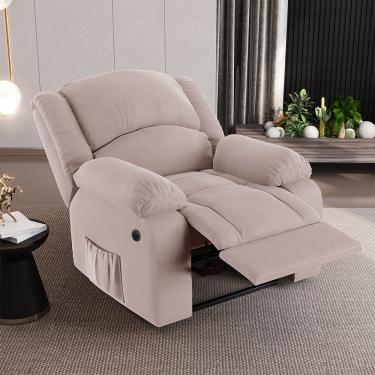 Imagem de Poltrona do Papai Reclinável Melim Controle Power Elétrico USB Veludo Rosê FH1 - D'Rossi