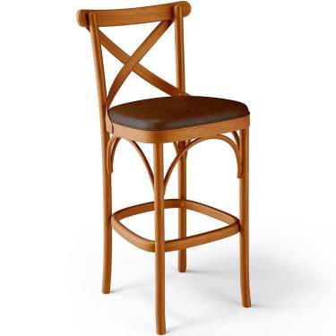 Imagem de Banqueta Alta Bancada Bar Sala De Jantar Estofada ávila L02 Couríssimo Marrom