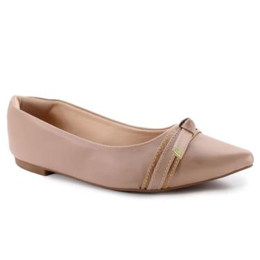 Imagem de Sapatilha Bico Fino Feminino Casual Confort Rasteira Rasteirinha Elegante (Nude, BR, Adulto, Numérico, 39)