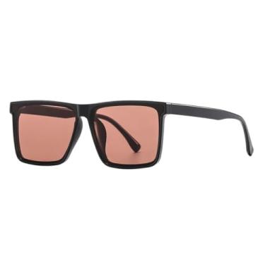 Imagem de HCHES Óculos de Sol de Luxo com Armação Grande Femininos, Moda Vintage Masculina, Estilo Punk (Preto-Marrom)