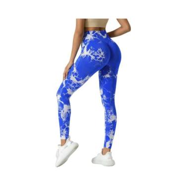 Imagem de Calças De Yoga Femininas De Cintura Alta Sem Costura Com Estampa Tie-D