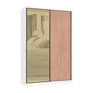 Imagem de Guarda Roupa 2 Portas De Correr 3 Gavetas 159cm Com Vidro Reflecta Bronze Prime Luciane Móveis