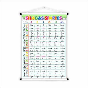 Imagem de Banner de Lona Educativo Sílabas Simples Letra Cursiva 70x55cm - UdiPr
