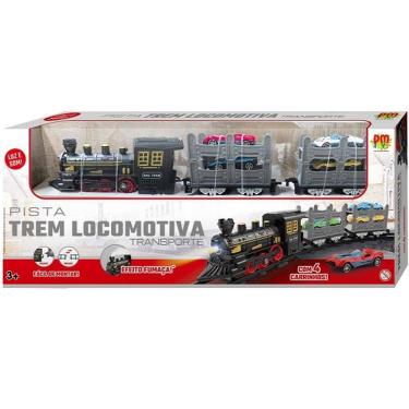 Imagem de Pista TREM Locomotiva Transporte 04 Carrinhos DM TOYS