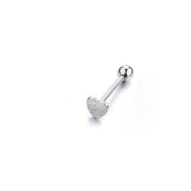 Imagem de Piercing Língua Titânio 1.6Mm 16Mm Coração Fosco Prateado - 3Istore