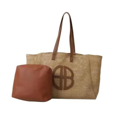 Imagem de Bolsa De Palha Trançada De Grande Capacidade Para Mulheres, Estilo Étn