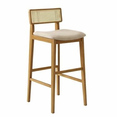 Imagem de Banqueta Urbana em Madeira Macica Com Encosto Anatomico com Tela em Ratan