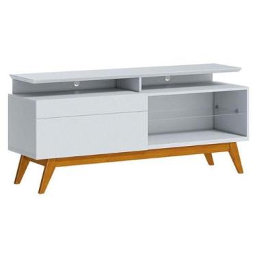 Imagem de Rack Bancada Classic 1 Gaveta Com Nicho 1.4 Branco Acetinado - Imcal -