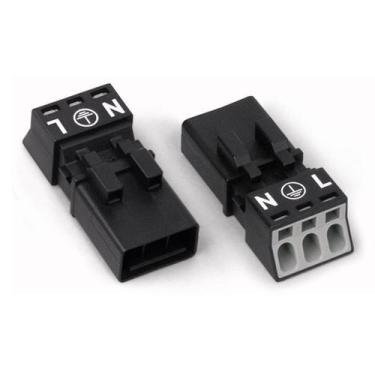 Imagem de Plug Winsta 3 Pólos Macho/Femea 890-233/890-223 Wago, Preto