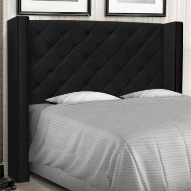 Imagem de Cabeceira Estofada Cama Box Casal Queen Size Alteza 160cm Corano Preto