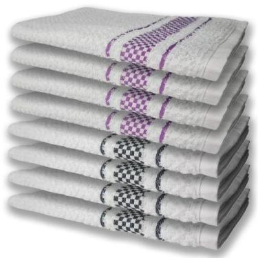 Imagem de 8 Panos De Prato Atoalhado Felpudo Premium 4 Roxo 4 Preto - TOALHAS SH