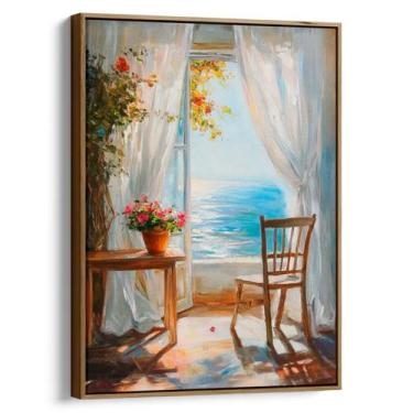 Imagem de Quadro decorativo Janela - Art Canvas, 120 x 80 cm, Tabaco