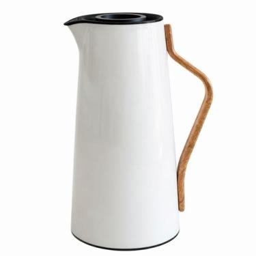 Imagem de Garrafa Térmica 1 Litro Bule Térmico Café Ampola de Vidro Branca para 