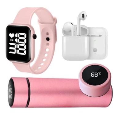 Imagem de Kit Esportivo Completo Fone Bluetooth, Garrafa Térmica LED 500ml e Rel