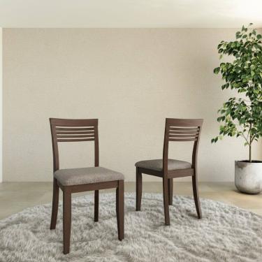 Imagem de Conjunto com 2 Cadeiras 8981WN Rubi Madeira Maciça Estofadas para Sala de Jantar Café Linho Arizona Finestra