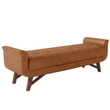 Imagem de Puff Recamier Calçadeira 160cm Base Madeira Neville Z37 Sintético Caramelo - Mpozenato