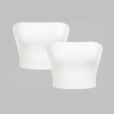 Imagem de Kit 2 Top Tube Cropped Faixa sem alça Básico Feminino Suplex Premium -