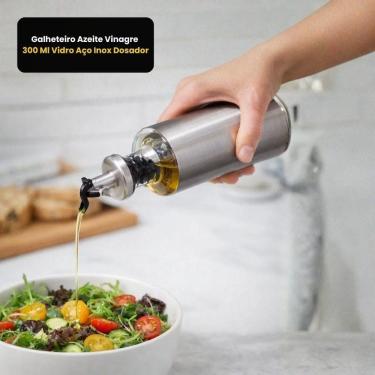Imagem de Galheteiro Azeite Vinagre 300 Ml Vidro Aço Inox Dosador