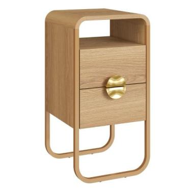 Imagem de Mesa de Cabeceira Luna 2 Gavetas 30 cm Pes Metalicos Artesano, Hanover