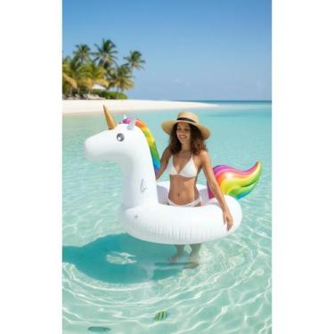 Imagem de Boia Gigante Unicórnio 170cm Piscina Praia Adulto Divertida - Congratu