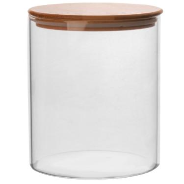 Imagem de Pote Vidro e Bambu 1470ml Redondo Hermético Organizador