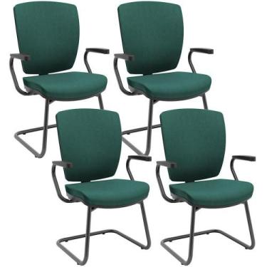 Imagem de Kit 4 Cadeiras De Escritório Fixa Executiva Office Preto Slim Alta Fle