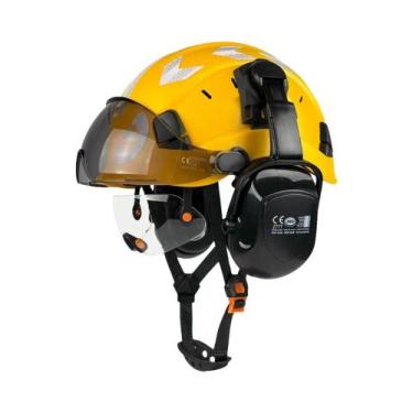 Imagem de Capacete De Segurança Ajustável Com Ventilação, Óculos Integrados, Pro