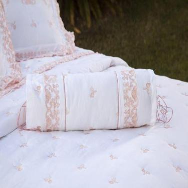 Imagem de Rolo Decorativo Bordado 600 Fios Rivieri Branco 2pçs - VILELA ENXOVAIS