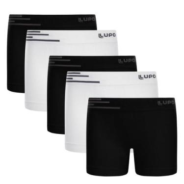 Imagem de Kit 5 cueca kids box infantil microfibra sem costura lupo, Preto e bra