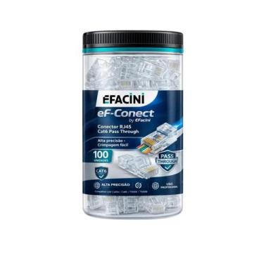 Imagem de Conector Rj45 Cat6 Pass Through Efacini EfConect 100 Uni
