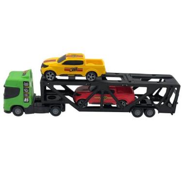 Imagem de Mini Cegonheiro de Brinquedo com 2 Carrinhos - Verde - BS TOYS