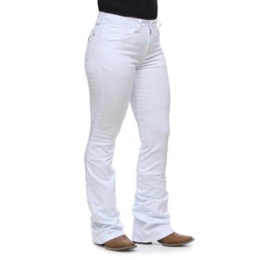 Imagem de Calça Jeans Flare Feminina Branca com Elastano Dock's 30946 - DockS, 4