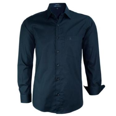 Imagem de Camisa Social Amil Masculina Manga Longa Clássica Com Bolso 100% Algod
