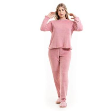 Imagem de Pijama Feminino Fleece Plush Pelinhos Quentinho Inverno Frio Neve Pelu