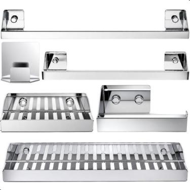 Imagem de Kit Acessórios Para Banheiro Inox 6 Peças Master Slim DF - CasaMóveis