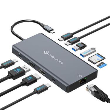 Imagem de Estação de acoplamento para laptop JCYMELE 12 em 1 com tripla exibição