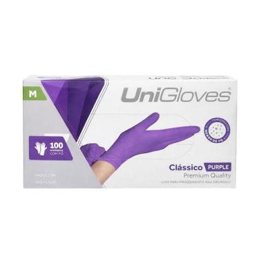 Imagem de Luva Látex Unogloves Com Pó Roxo Escuro 100 Unidades - M - Unigloves