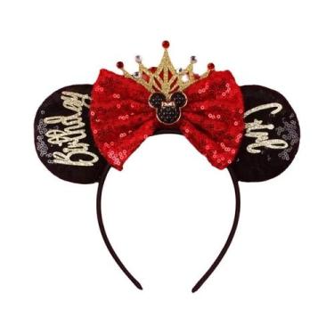 Imagem de Tiara De Orelhas De Rato Para Mulheres Com Lantejoulas E Laço, Acessór